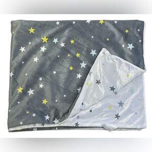 Heavenly Sent Gray White Stars Baby Blanket Plush Reversible 30x40 Neutral Lovey